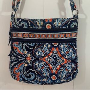 Vera Bradley Hipster Crossbody Marrakesh Blue Orange Paisley Floral Triple Zip